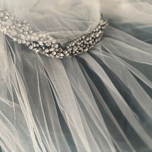 1920s Vintage Style Wedding Veil with 9 foot Cathedral Train